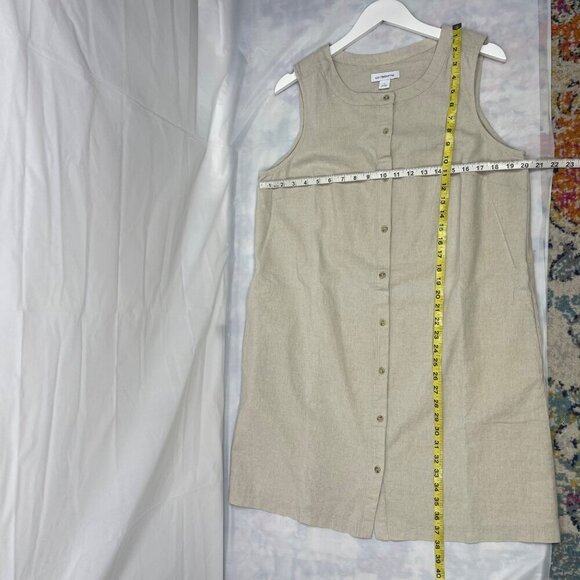 Liz Claiborne Linen Button-Up Sheath Tank Dress Size L - Picture 9 of 9